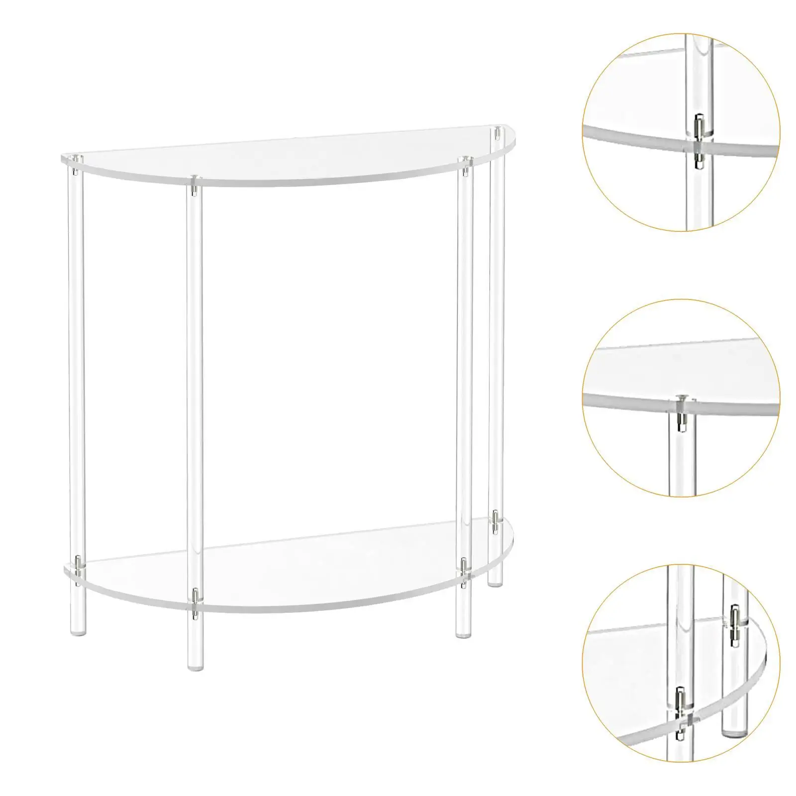 Acrylic Side Table Accent Table for Small Space Modern Portable Storage Shelf for Home Bathroom Bedroom Kitchen Living Room