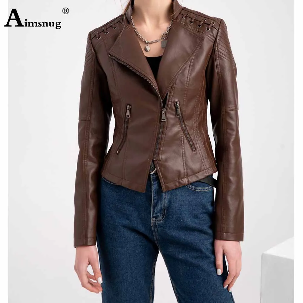 Yellow Red Faux Pu Leather Jackets 2025 Spring Autumn Fashion Zip up Top Outerwear Lady Basic Coats Plus Size Female Jackets New