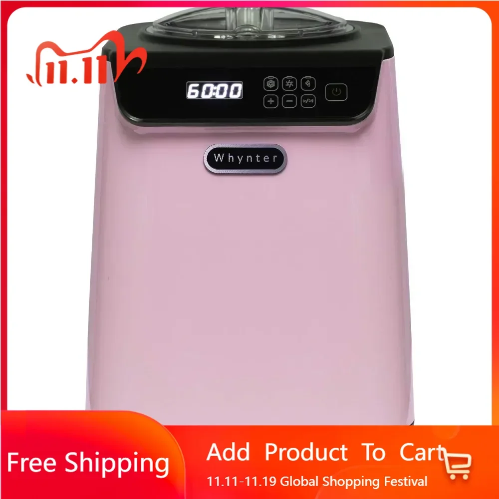 Upright Automatic Ice Cream Maker 1.28 Quart Capacity with Built-in Compressor, no pre-freezing, LCD Digital Display, Timer