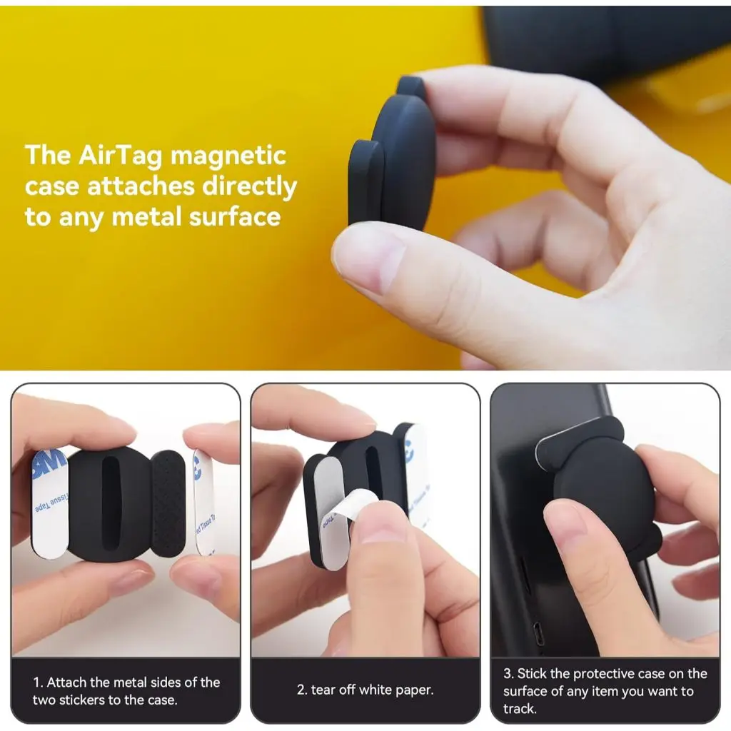 Magnetic Silicone AirTag Holder with Adhesive Sticker