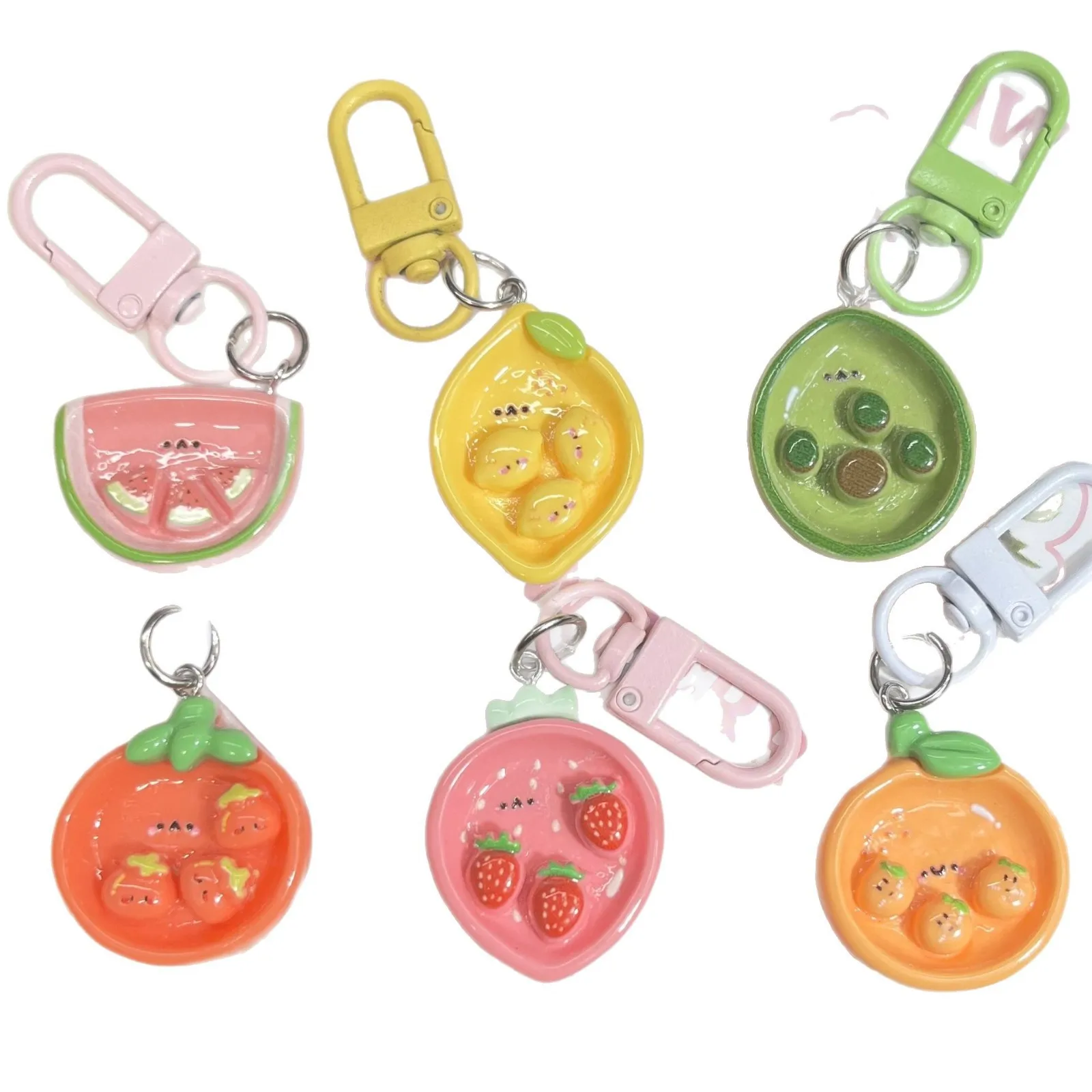 Kawaii Fruit Vegetable Keychain 2025 - Anime Girl Heart Bag Charm, Couple Matching Accessories Gift for Students