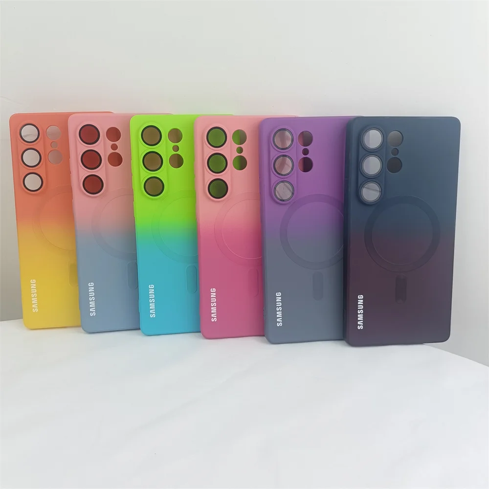 Luxury Silicone Gradient Case with Lens Protection and Magnetic Bumper Cover