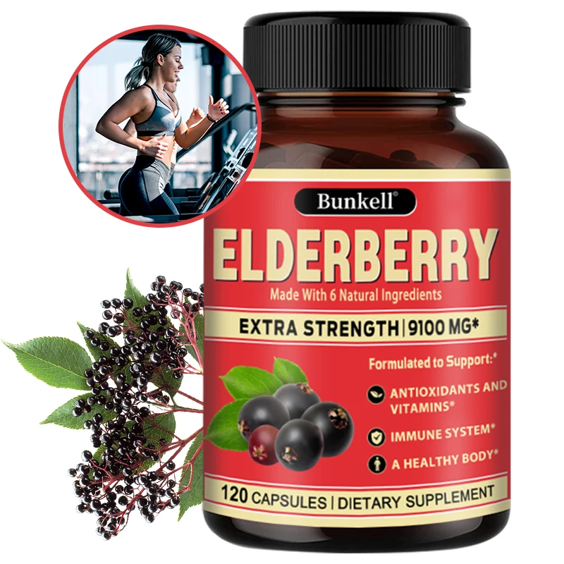 

Elderberry Capsules with 6 Natural Ingredients Support Antioxidants and Immune System Health