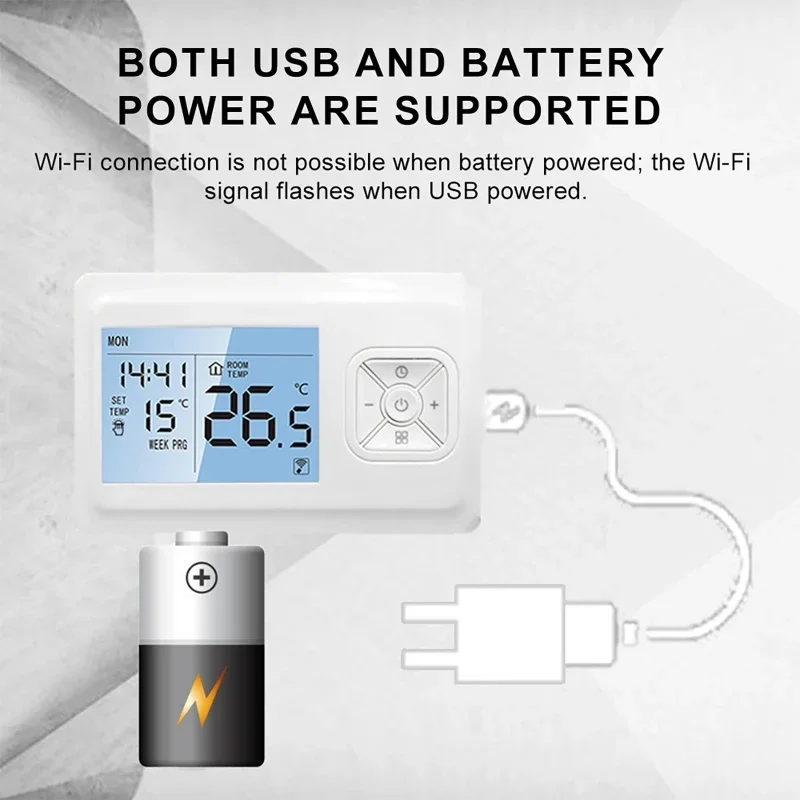 เทอร์โมสตัทอัจฉริยะ Tuya Smart WIFI แบบไร้สาย สำหรับควบคุมอุณหภูมิห้อง ใช้กับหม้อต้มน้ำแบบติดผนัง ควบคุมผ่านแอปมือถือ 1