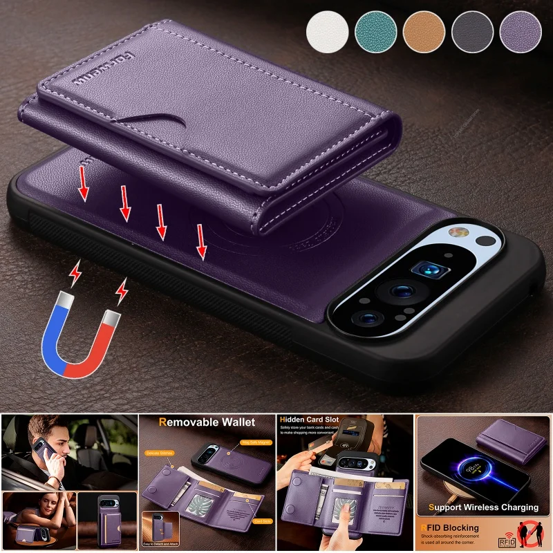 Magsafe Magnetic Leather Wallet Card Phone Case - Flip Purse Holder Cover