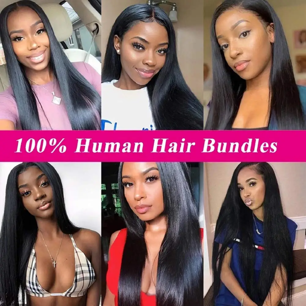 Brazilian Hair Weave Bundles Straight Human Hair Bundles10-40Inch Natural Color Remy Human Extensions Straight Bundles