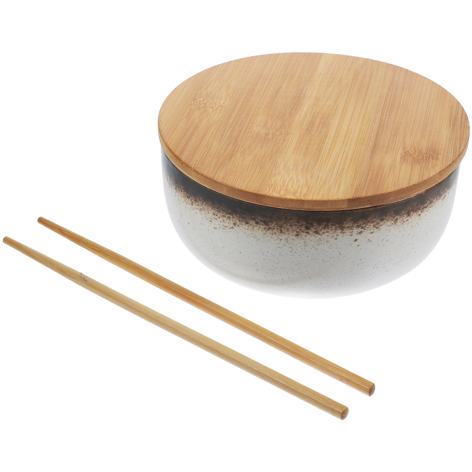 

Bamboo Cover Ceramic Noodle Soup Bowl Student Ramen Bowls Udon Soba Ceramics Food