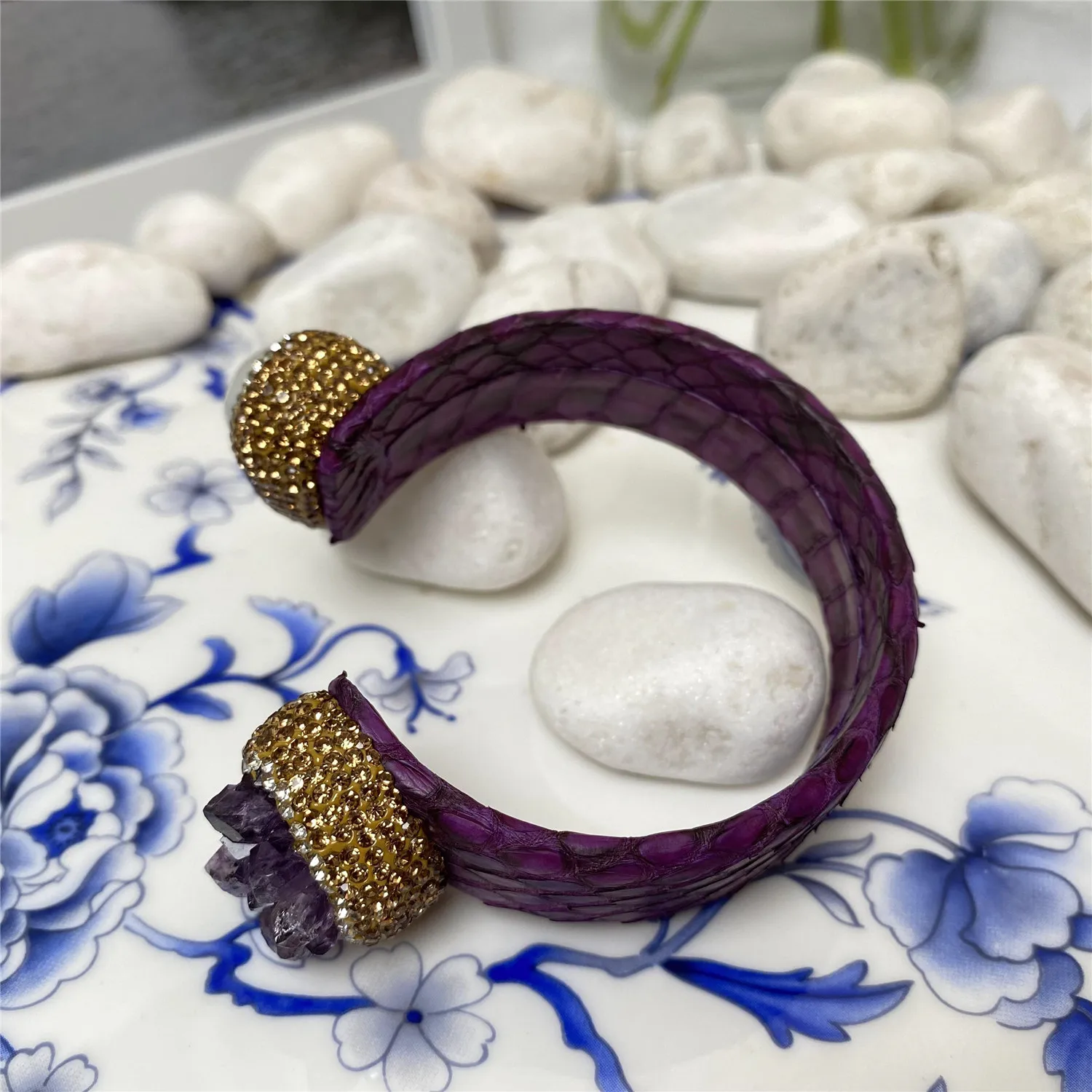 New Natural Pearl Amethyst Bracelet Women's Personality Fashion Noble Luxury Elegant Lady Rhinestone Ball Party Gift Jewelry
