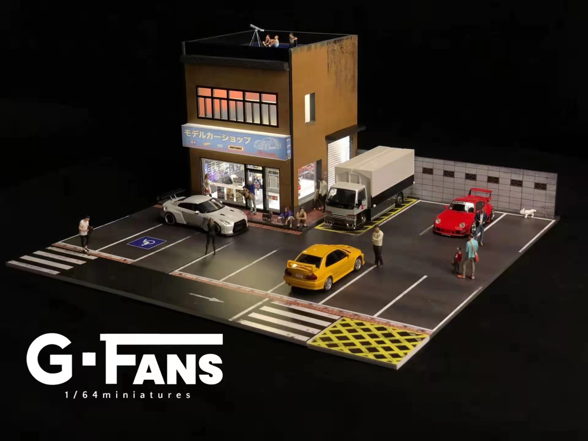 

G FANS 1:64 Car Garage Diorama Model With LED Lights Parking Lots City DIY Model Sets can be combined with cities