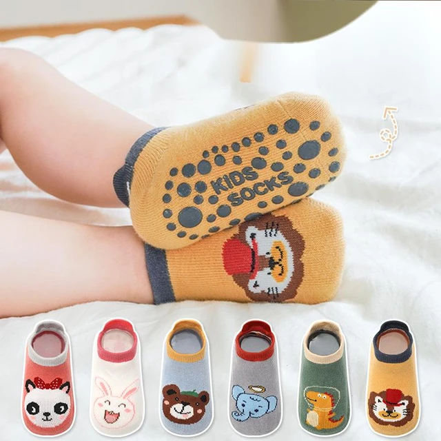 Chaussettes antidérapantes en coton, 3 paires, pour bébé, enfant en bas  âge, garçon et fille, toutes