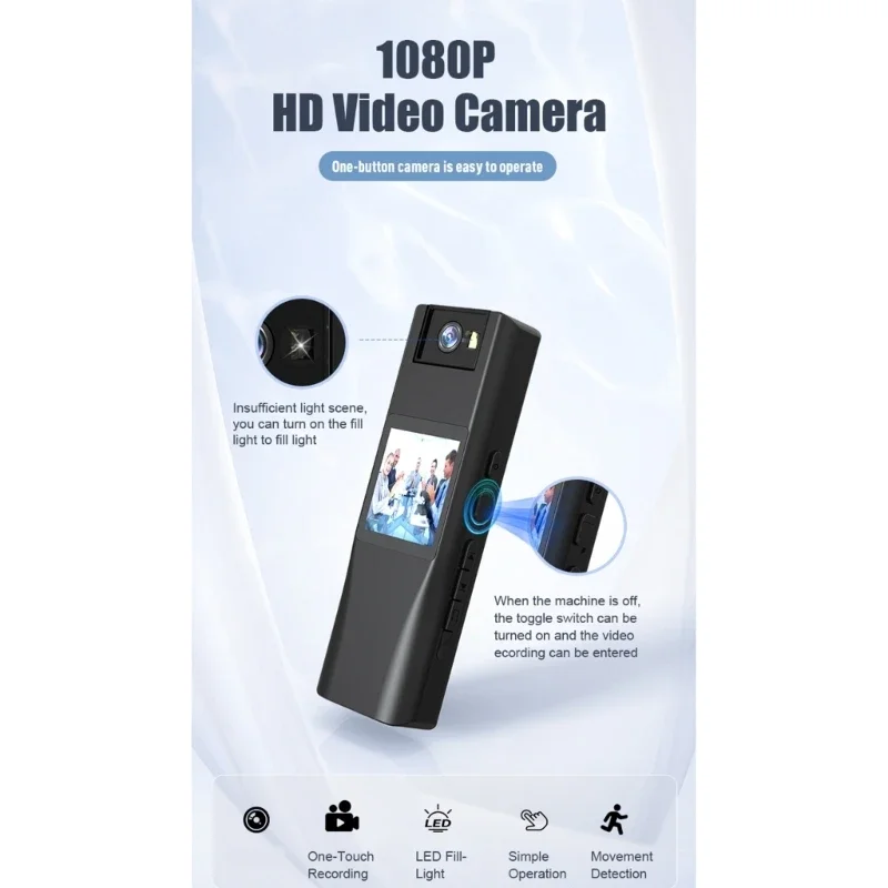 휴대용 L12 비디오 레코더 1080P 바디 카메라 비디오 사운드 레코더 캠코더 180° 회전 각도 LED 필 라이트 E8BE