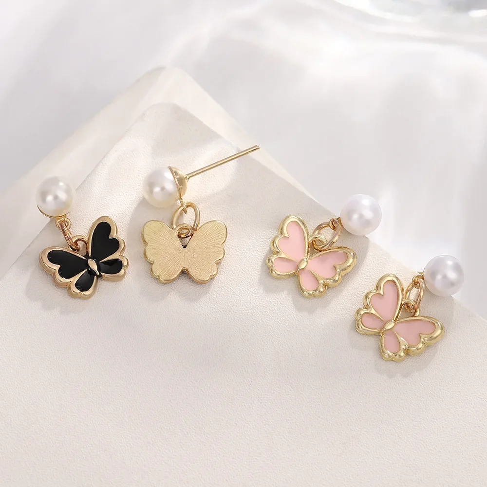 Jewelry Sets 4pcs/Set Butterfly Pendant Imitation Pearl Necklace Bracelet Earring Set For Women Girls