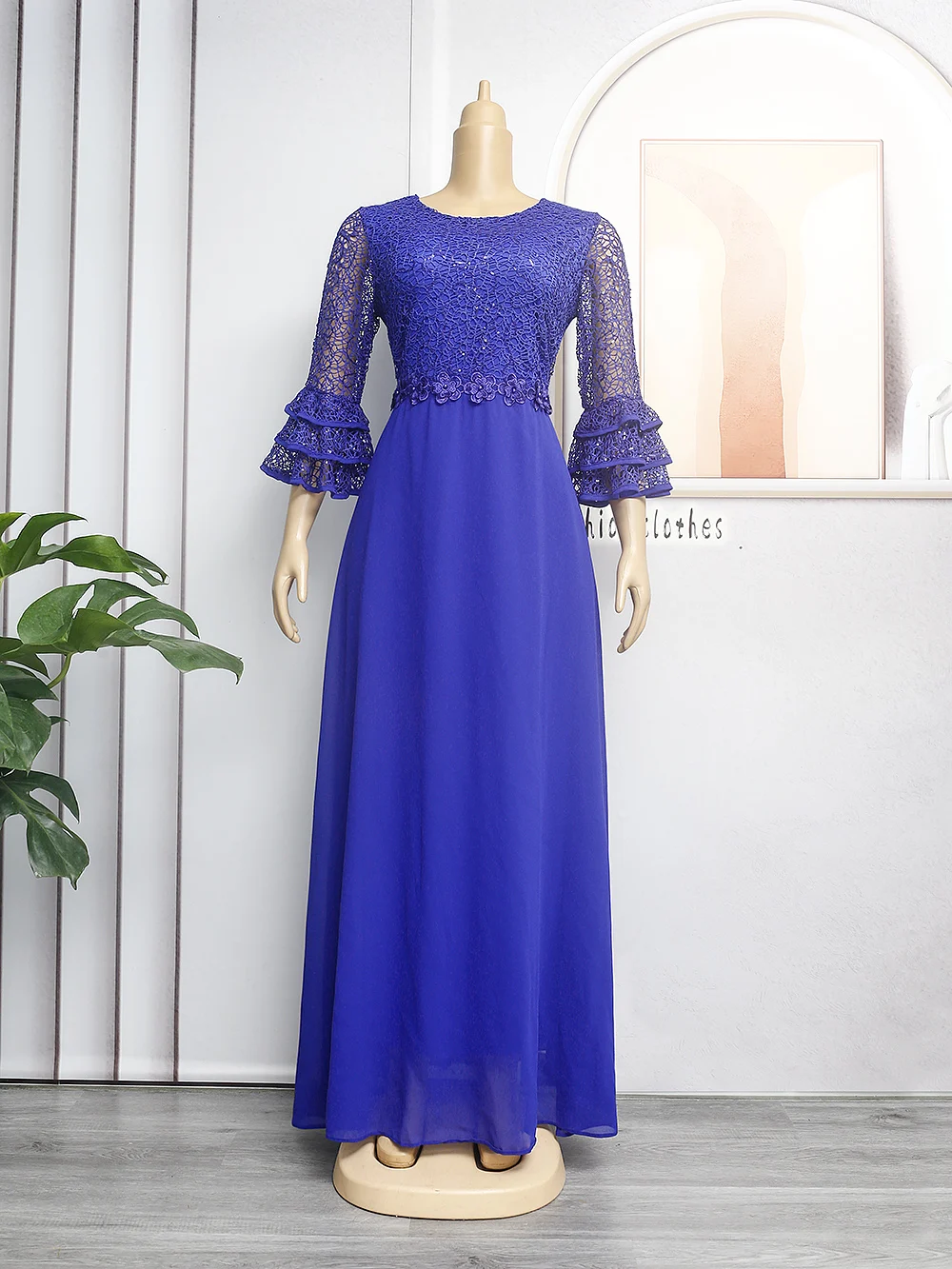 Plus Size African Party Dresses for Women New Fashion Dashiki Ankara Lace Wedding Gowns Elegant Muslim Kaftan Maxi Dress