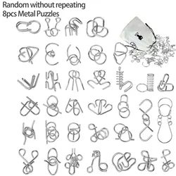 Mind - Bending Metal Wire Puzzle Set - Brain Teaser IQ Challenge & Disentanglement Game (Random 8pcs)
