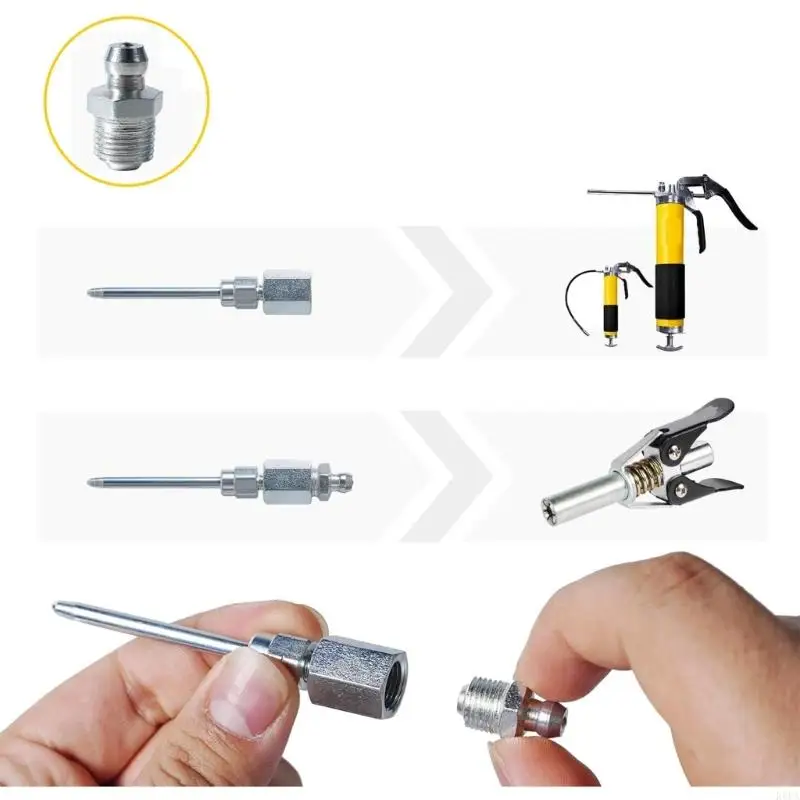 Grease Guns Needle Nozzle With Covers, 90 Degree Lubrication Tool Suitable for Hard to Reach Fittings Auto Repair Shops