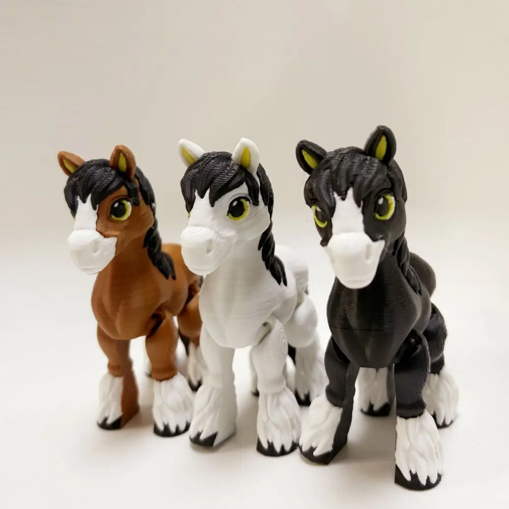 All-in-one Molding 3D Printed Horse Crystal Horse Rotatable 3D Printed Diceratops Horse Poseable Joints Laser
