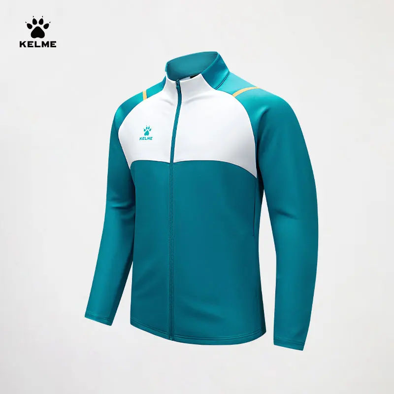 Kelme Football Training Knitted Jacket For Men's Spring Printed Stand Up Collar Cardigan Sports Coat Children's Sportswear sports jacket