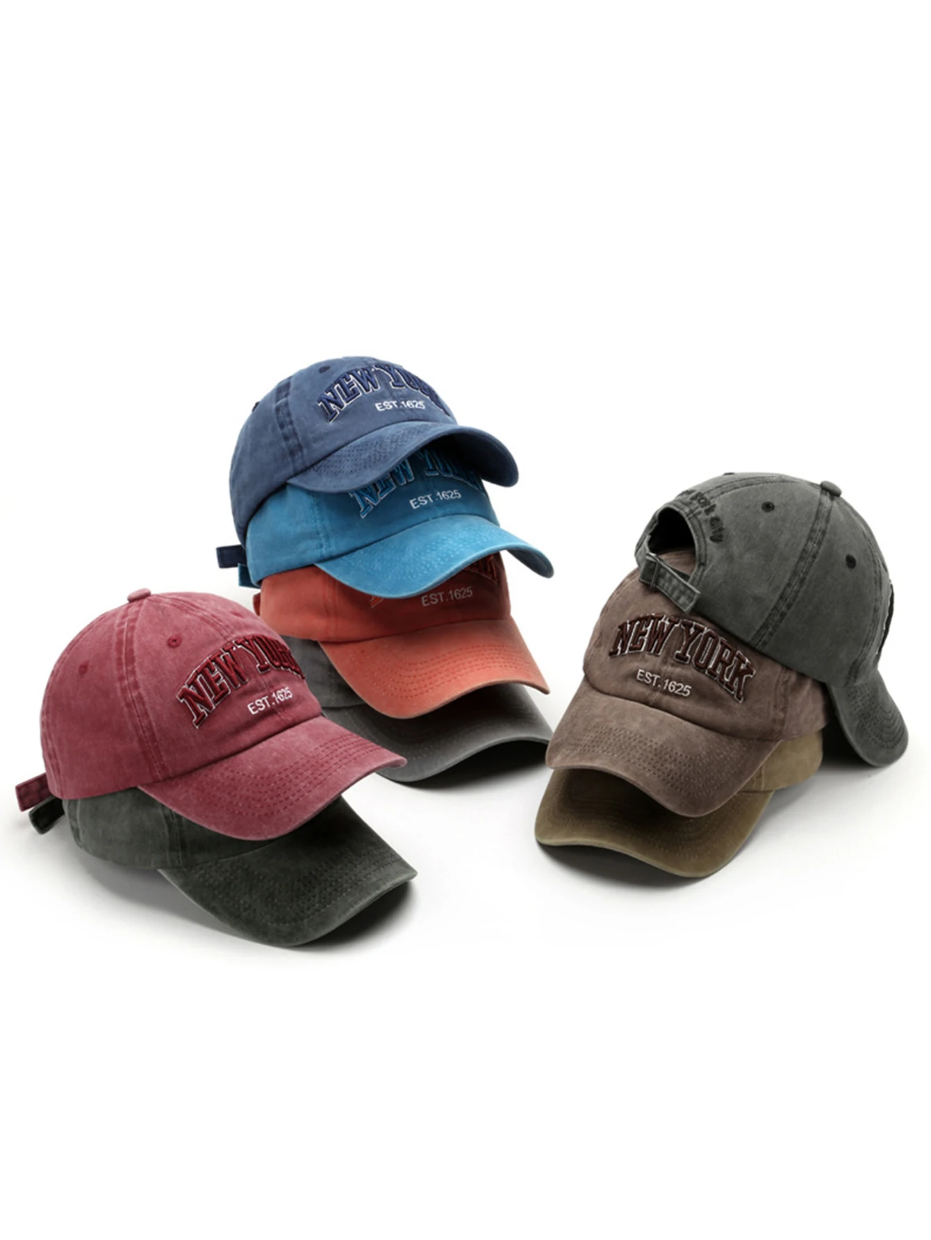 1, Unisex, ganzjährig, mit gewaschenen Buchstaben aus reiner Baumwolle, modische Baseballkappe von NEW YORK
