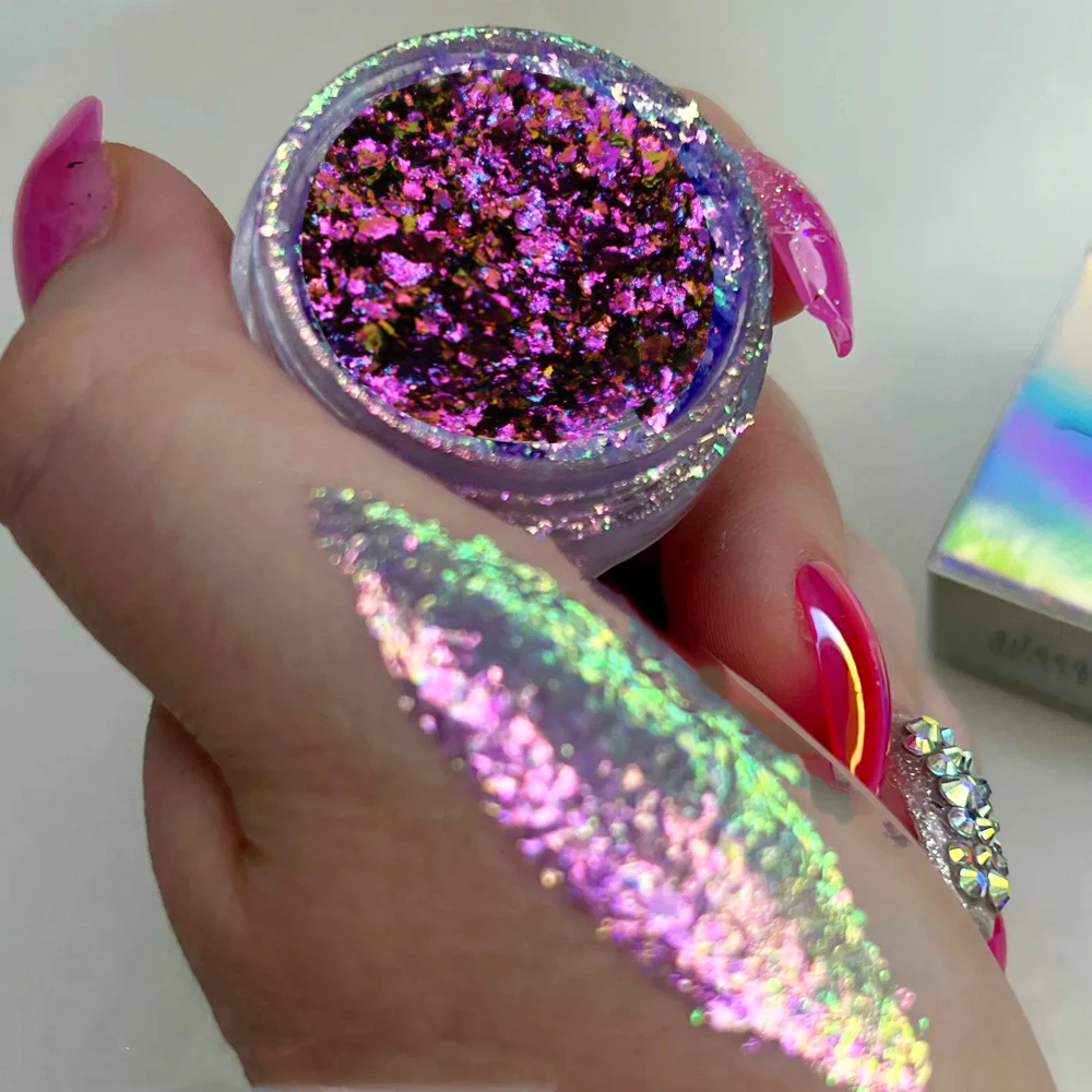 Jars Brocade Cloud Nail Chrome Discoloration Effect Shine Chameleon Nail Decoration Powder Colorful Flakes Glitter Powder nail powder nail flakes nail glitter nail decoration nail decorations