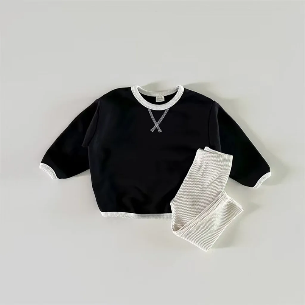 5325 Korean Baby Sweater Sping Autumn New Round Neck Wrapped Sweatershirt Long-sleeved Casual Boy's Pullover Tops