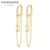 YUXINTOME 1 PC 925 en argent Sterling aiguille d'oreille coloré Zircon chaîne gland boucles d'oreilles pour les femmes deux trous boucle d'oreille bijoux A45