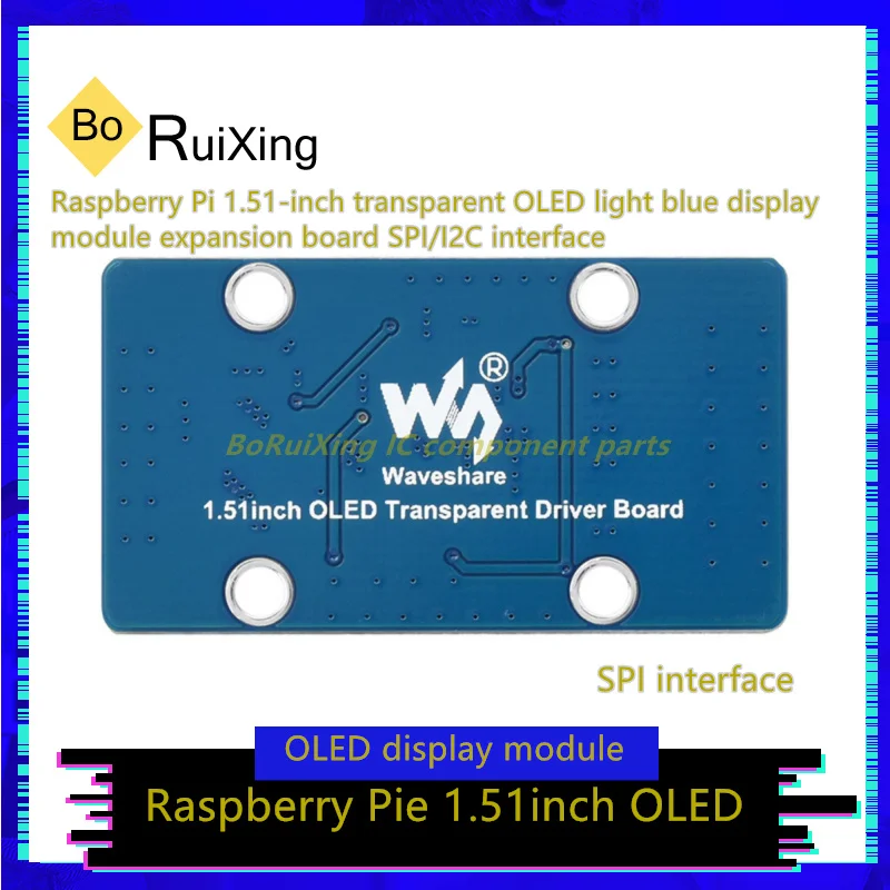 1 Pz/Lotto 1.51 Pollici Raspberry Pi 1.51 Pollici Trasparente Oled Light Blue Display Module Scheda Di Espansione Interfaccia Spi/I2C