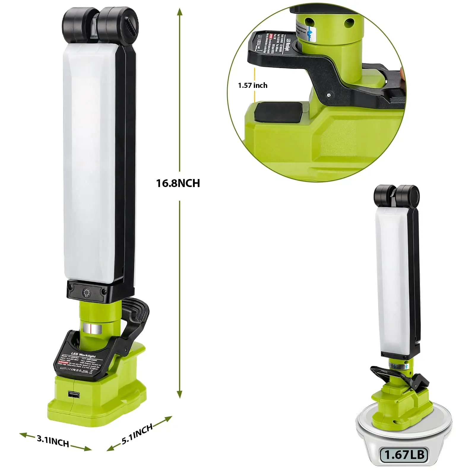 Cordless LED Work Light for Ryobi 18v Battery 30W 2400LM FloodLight Outdoor Flas