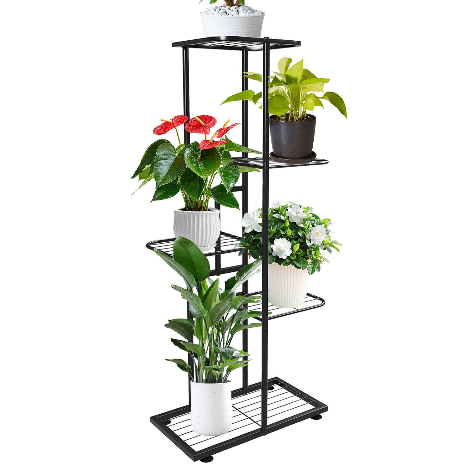 5-stufiger, vielseitiger Pflanzenständer, Blumenständer, vertikaler Pflanzensammler, Pflanzenständer, Blumenhalter, verstellbare Füße – Detail 1