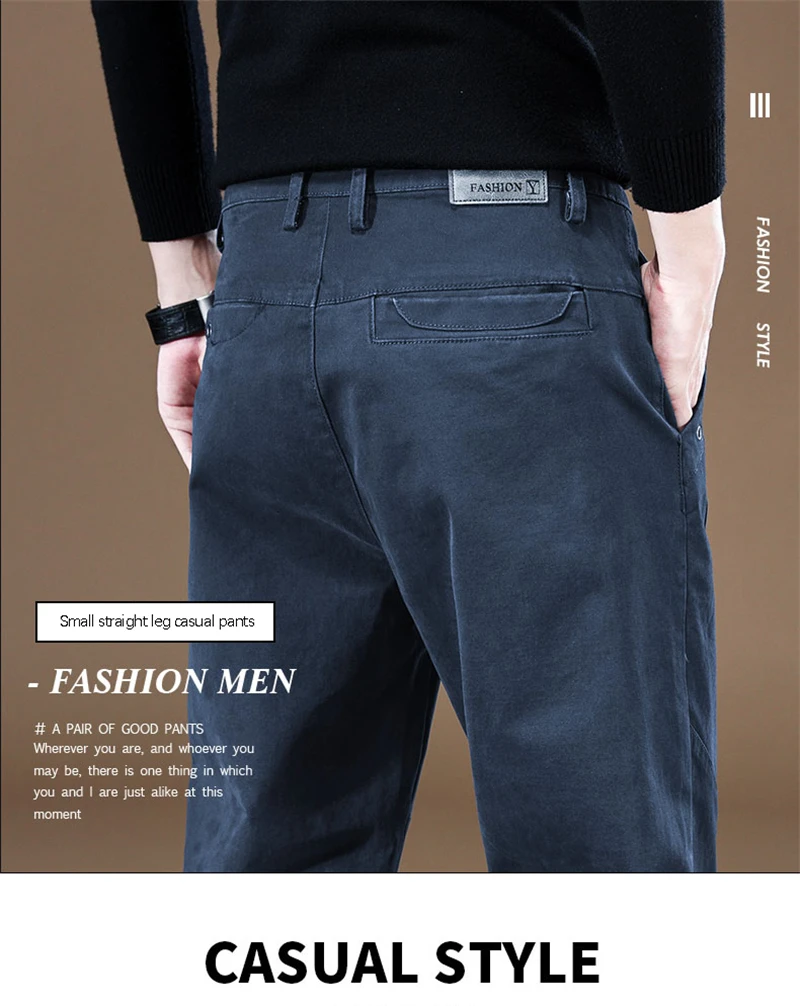 2024 New Spring Autumn Men's Cargo Work Pants 97%Cotton Thick Solid Color Wear Korean Grey Casual Trousers Male Plus Size 38 40