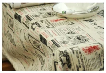 

Polyester Tablecloths, Waterproof Table Covers Newspaper Pattern Khaki Dining Table Coffee Table Deco