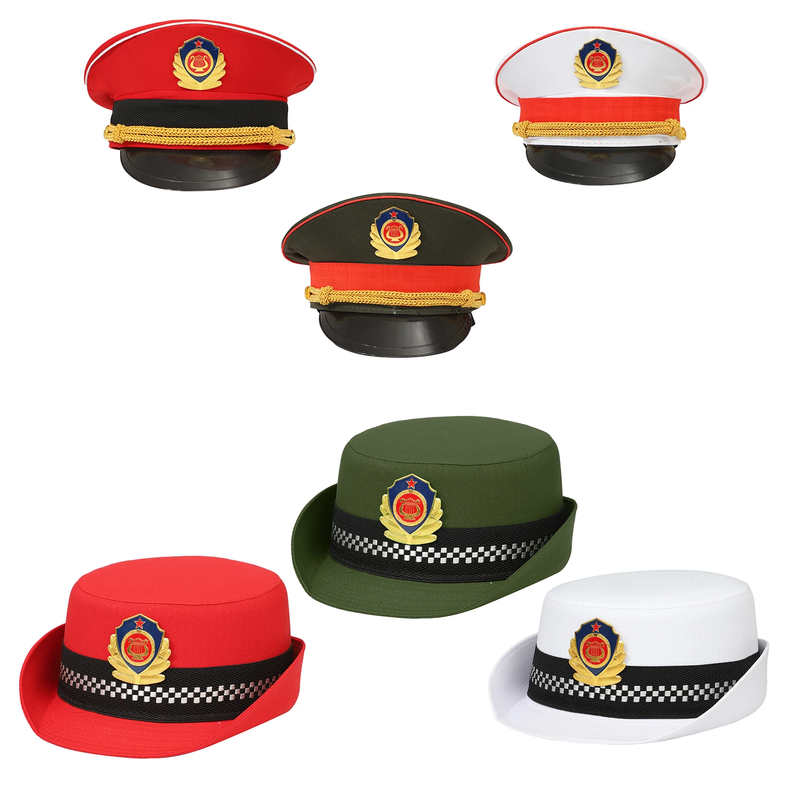 Adult kid leather flat cap costume hat for military performance