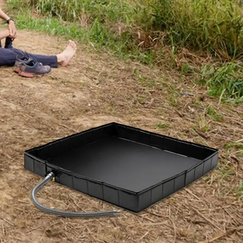 Outdoor Shower Pan Foldable Shower Base Bottom Drainage Hole Design Soft Basin Portable Flooring Camping Gear Easy Setup For