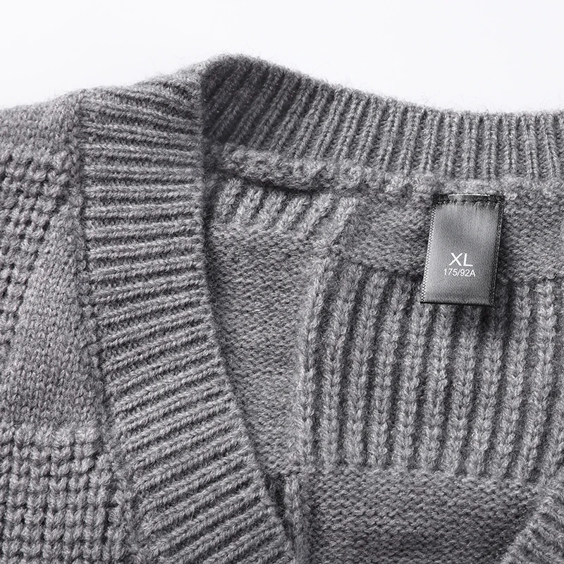 Description Picture 5 of itemMen Vintage Wool Knit Tank Vest V Neck Sweater Pullover Tops Sleeveless Basic for Autumn Winter Male Clothing 00086