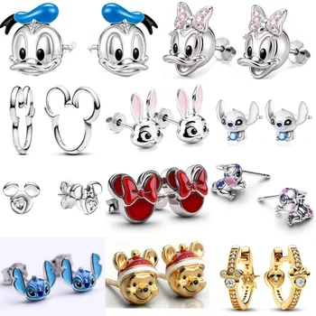 2025 Hot Selling 925 Silver,Cartoon Cute Duck,Bear,Rabbit Earrings Suitable for Women's Exquisite Charm Jewelry Gifts 1