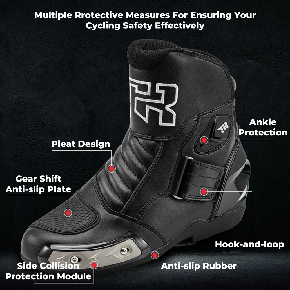 Motorcycle Boots Men Ankle Riding Original Black Shoes Touring Leather Safety Motorbike Motocross for Outdoor Racing Equipment motorcycle shoes motorcycle boots