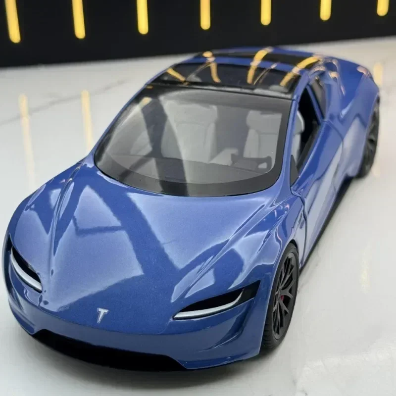 1:24 스케일 합금 테슬라 로드스터 스포츠카 모델 다이캐스트 금속 장난감 차량 컨버터블 자동차 장난감 소년 선물 집단 홈 장식
