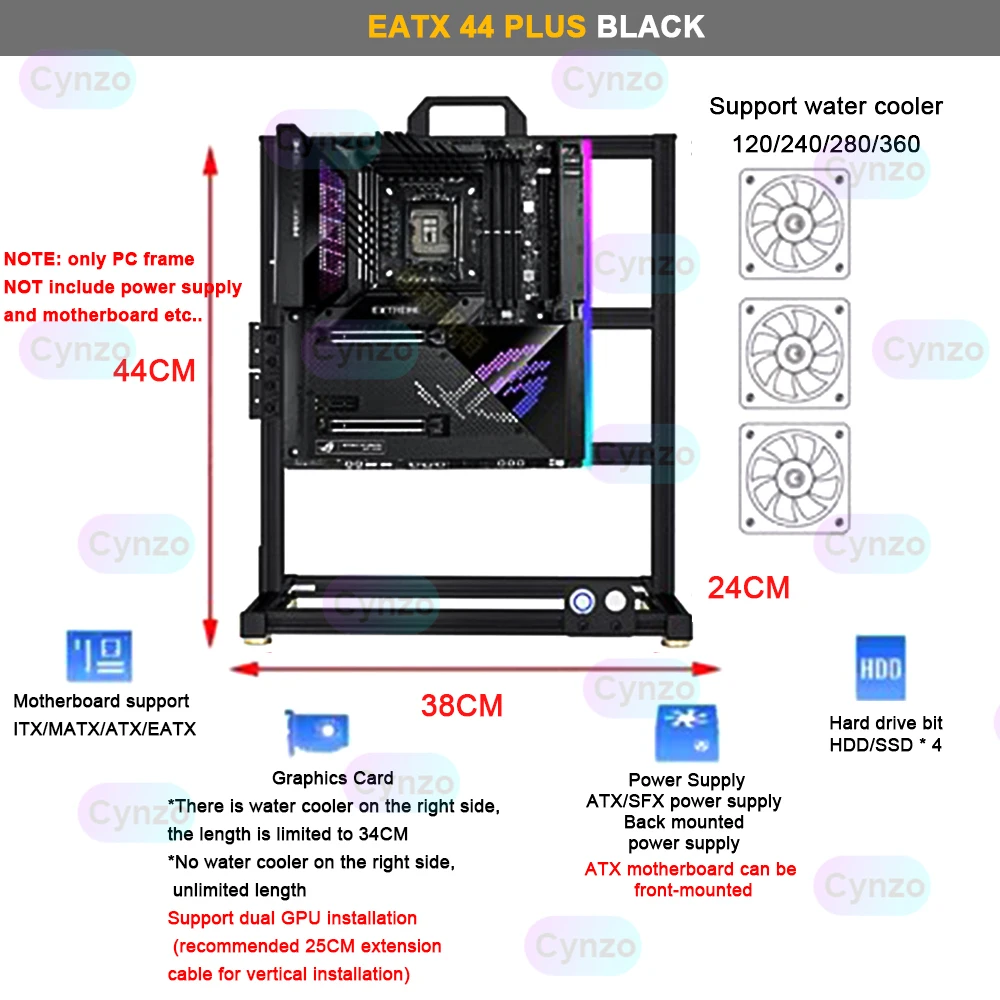 Grande Aberto pc Case Frame Rack Alumínio Criativo Faça Você Mesmo Jogos Chassi de Computador Refrigeração a Água Gamers Gabinete Mod - Imagem 4