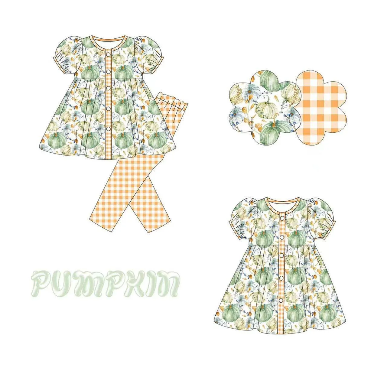 

baby girl clothes girls outfits set pumpkin fabric short sleeve pants outfits knee length dresses thanksgiving outfits