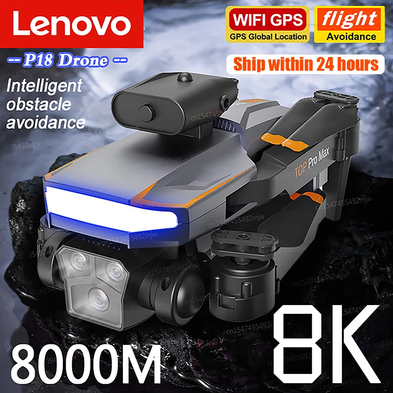 Lenovo-P18 Drone dobrável com câmera tripla HD, posicionamento de fluxo…