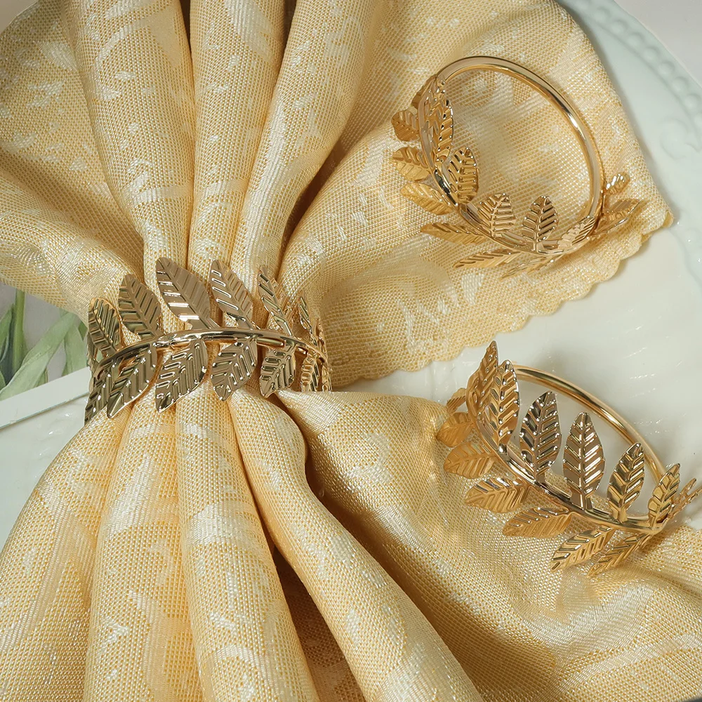 Golden Wheat Colored Napkin Rings 3/5 leaf shaped napkin holder napkin ring
