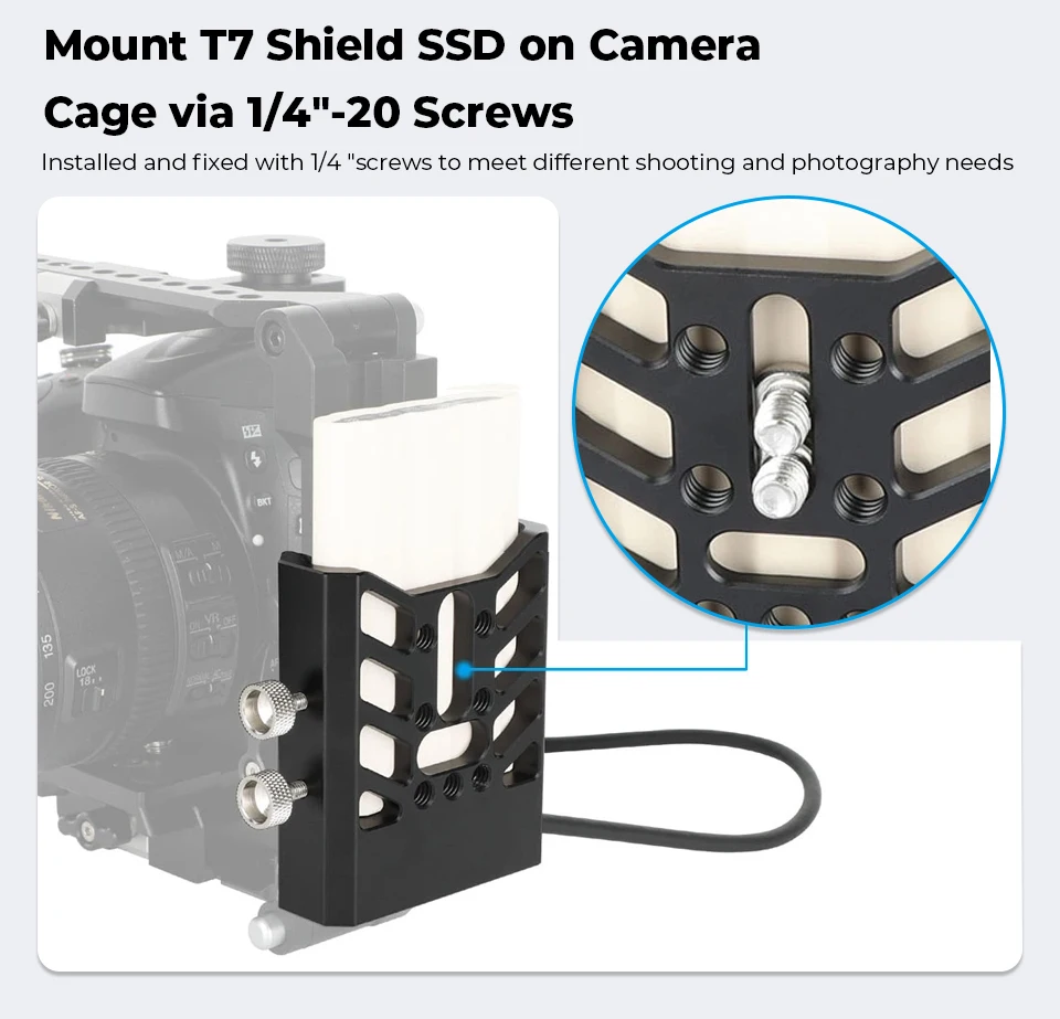 Mount Bracket SSD Holder With 1/4"-20 Screws and USB-C 3.2 Gen2 10 Gb/s Connecti