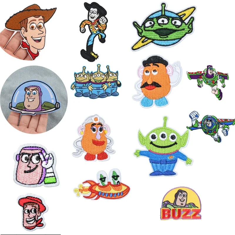 Disney Toy Story Cartoon Woody Buzz Lightyear  Iron on Clothes Patch Embroidered Patches on Clothes Sewing for Clothing Pants