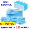 50-600PCS Face Mask Disposable Protect Mouth Cover 3 Layer Non-woven Nose Breathable Mascarillas Negras Adult Face Mouth Masks 1