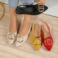 Chaussures plates françaises en métal à bout pointu, sandales Baotou, chaussures simples à bouche peu profonde, style étranger, célébrité d'internet explosive 4