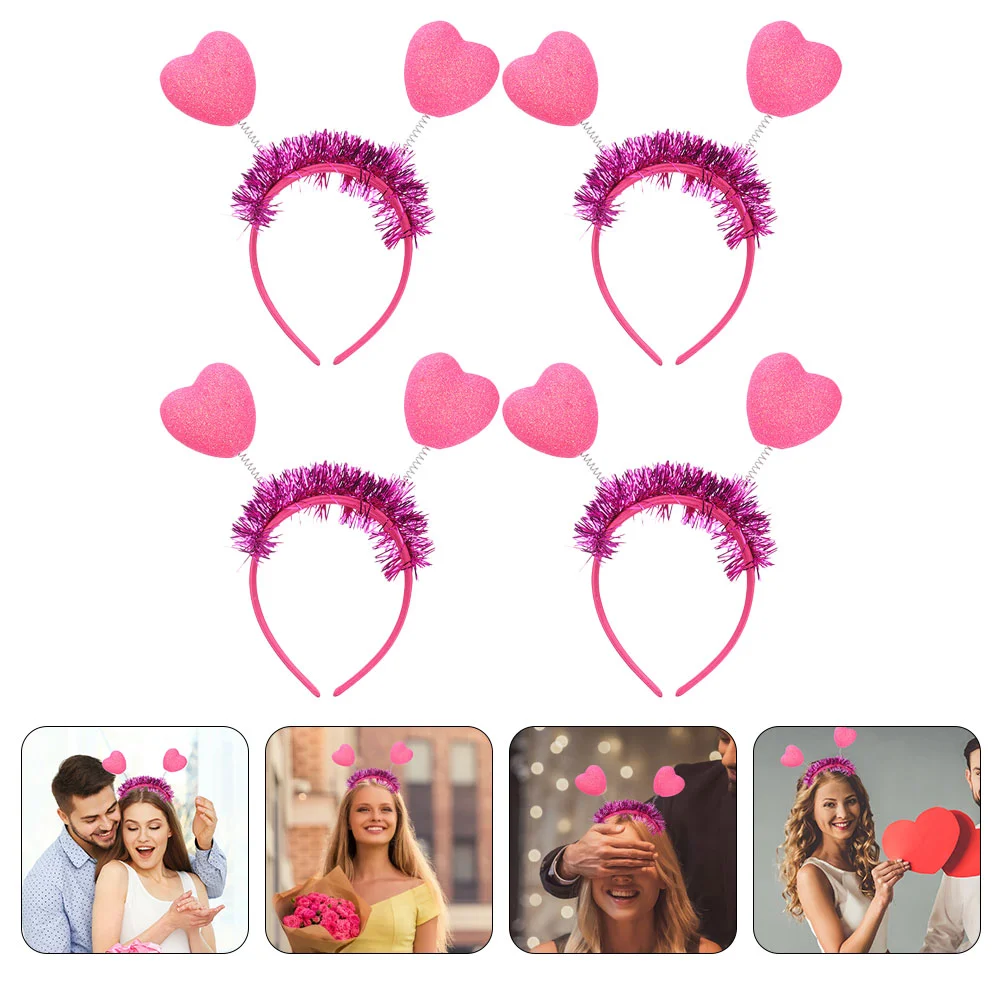 

4 Pcs Love Headband Causal Dresses Girl Decor Cupid Lounge Party Hair Plastic Decorative Hoops Heart Casual