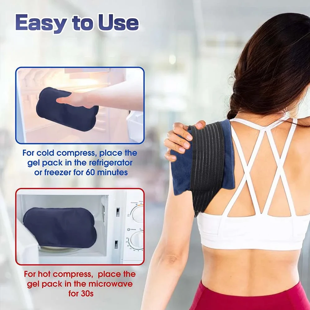 Ice Pack with Elastic Strap Reusable Cold Hot Therapy Packs for Sport Injury First Aid Knee Back Wrist Shoulder Arm Pain Relief