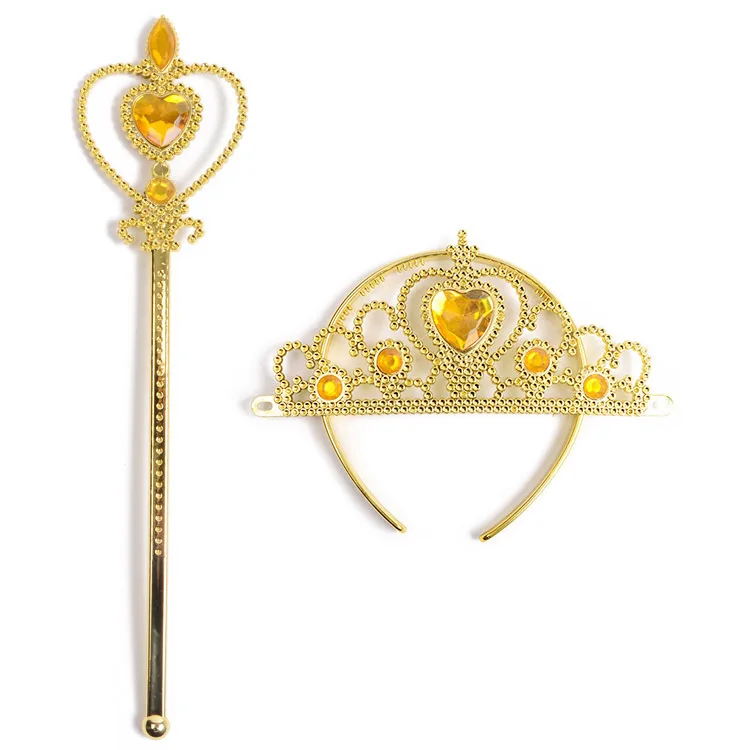 공주 소녀 왕관 머리장식 어린이 요정 지팡이 장난감 어린이용 황금 마법 지팡이 세트 머리띠 해외 무역 요정 지팡이 최고의 선물