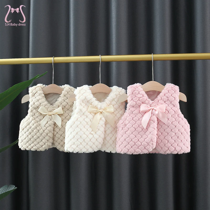 Baby Girl Plush Vest 0 To 3 Years Winter Korean Style Warm Kids Waistcoat