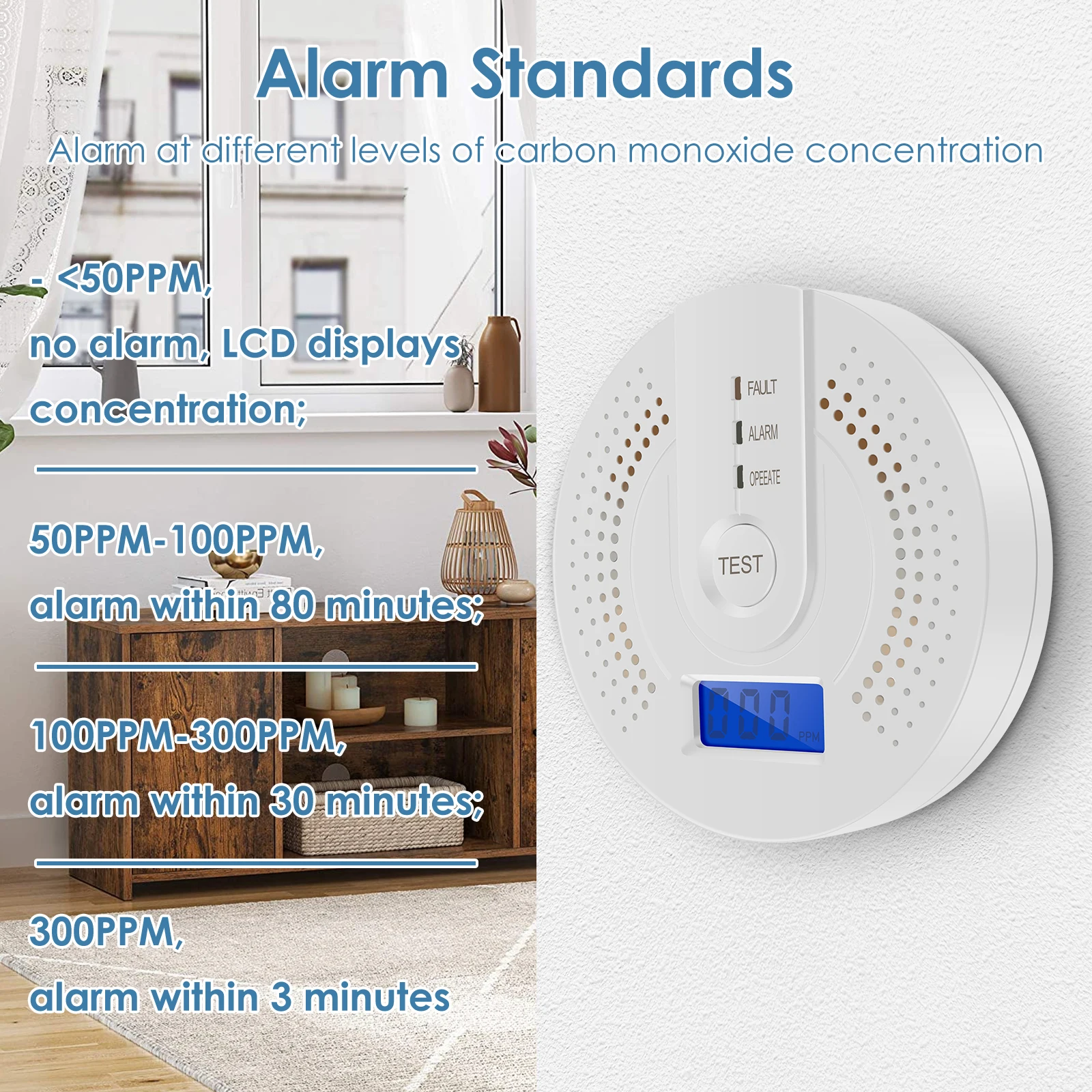 Carbon Monoxide Detector CO Gas Monitor Alarm Battery Powered CO Sensor Detector with LED Digital Display for Home Depot Test carbon monoxide detector gas leak detector gas detector