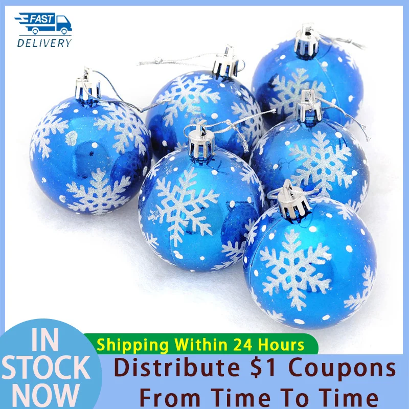 

Colorly Christmas Balls 6Pcs Christmas Hanging Pendant Ornaments New Year 2023 XMAS Tree Snowflake Plastic Balls Decoration